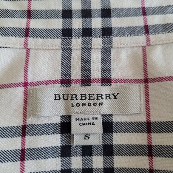 NWOT Burberry London Nova Check Fitted 3/4 Sleeve Button Up Shirt Size S - Picture 8 of 10